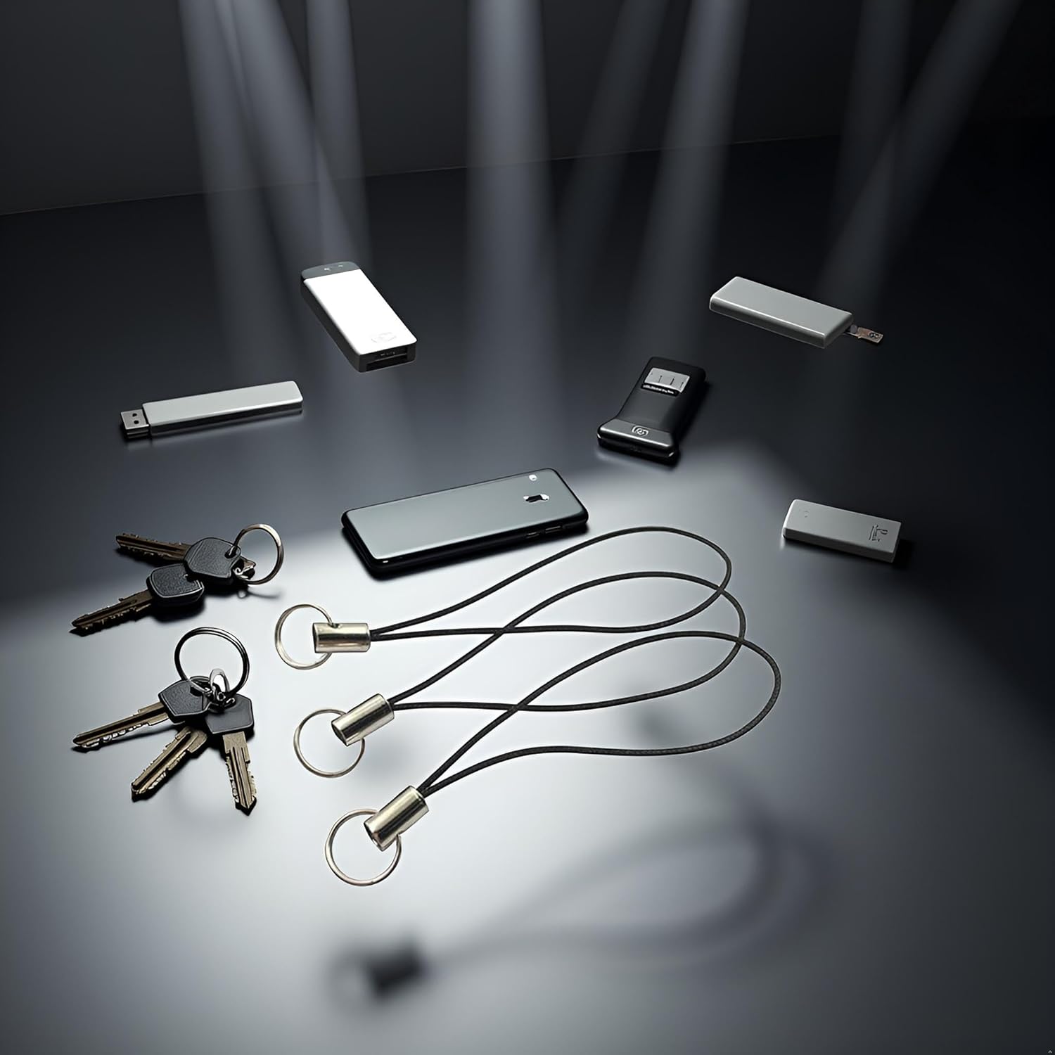 10Pcs Silver Tone Black Lanyard Strap,Split Ring Cell Phone Charm and Clasp for Phone,MP3,USB Flash Drive,Keys,Multi-Device Durable Cord, Keychain and Tech Accessories - Image 7