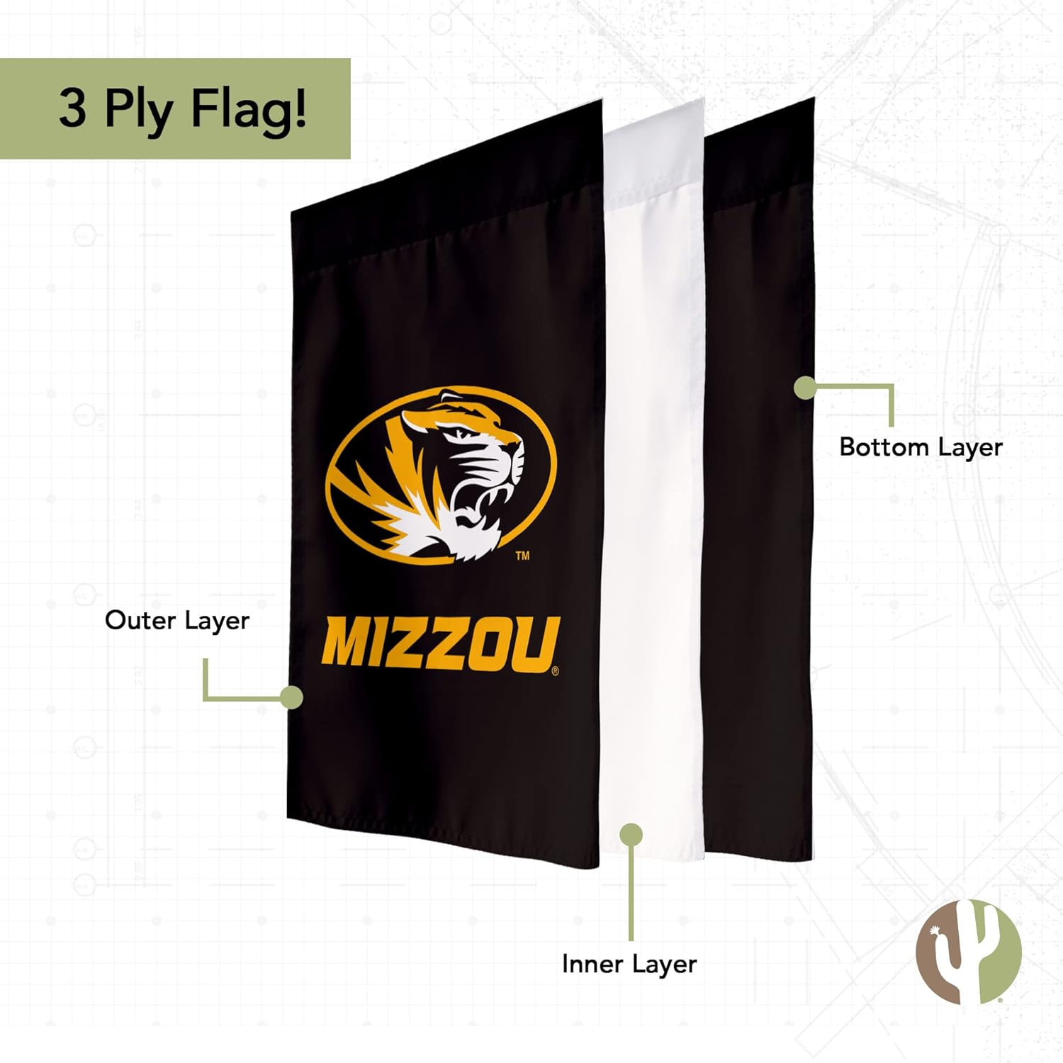 Desert Cactus University of Missouri UM Garden Flag – 19 x 12 inch Missouri Tigers Banner, For Outdoor Display and Events (Design D) - Image 3