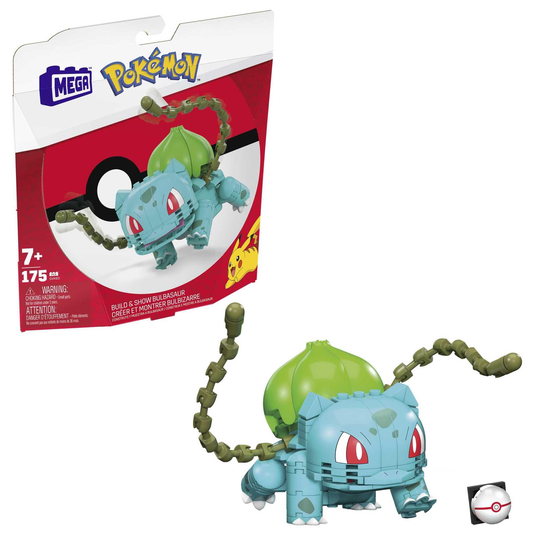 MEGA Pokémon Building Toys Set Build & Show Bulbasaur with 175 Pieces, Articulated and Poseable, 4 Inches Tall, for Kids, GVK83