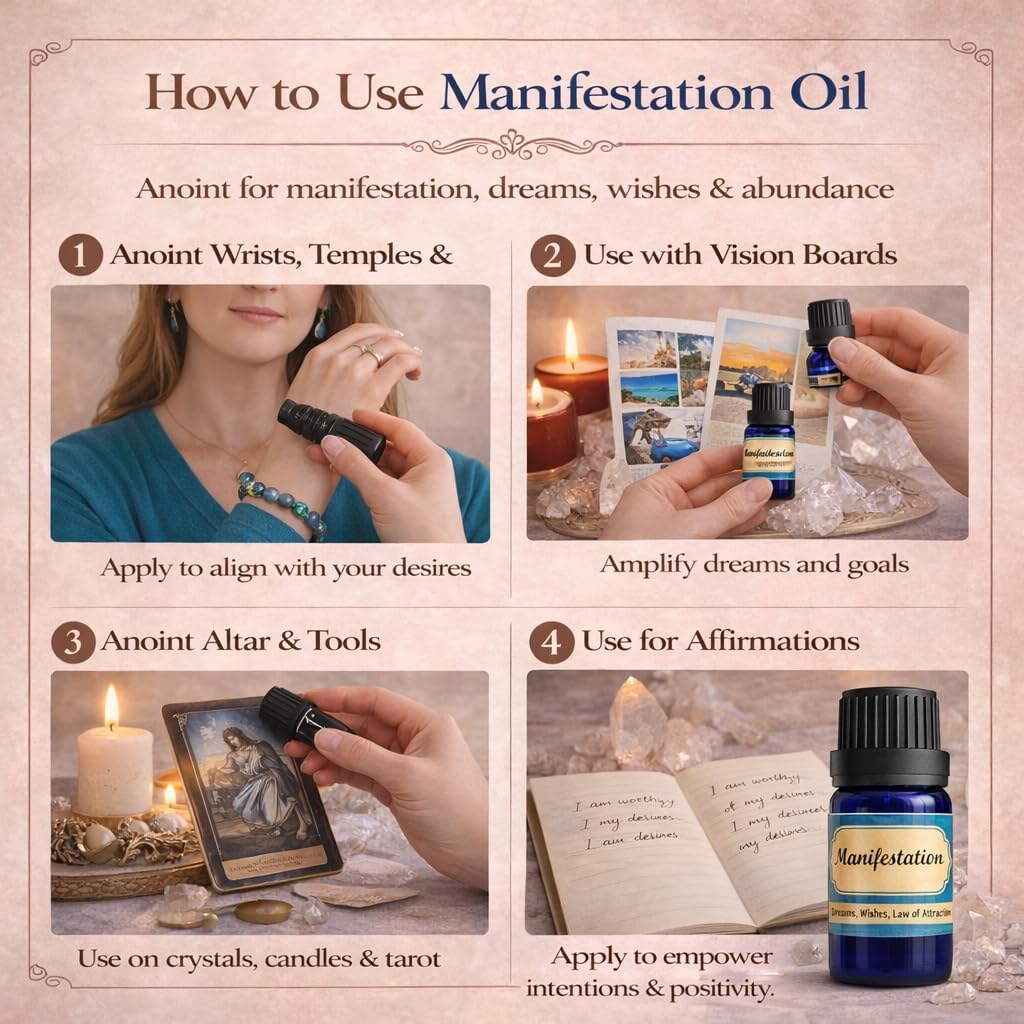 UROOH Manifestation Spell Oil, 10ml Liquid, Floral Scent, for Dreams, Wishes, Law of Attraction, Aromatherapy 4