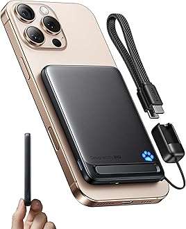 Qi2 Certified 20W Magnetische Powerbank, 5000mAh Ultra Slim Externe Batterie, Travel Wireless Powerbank Schnellaufladung für iPhone 16 15 14 Pro Max Mag Safe Case Black