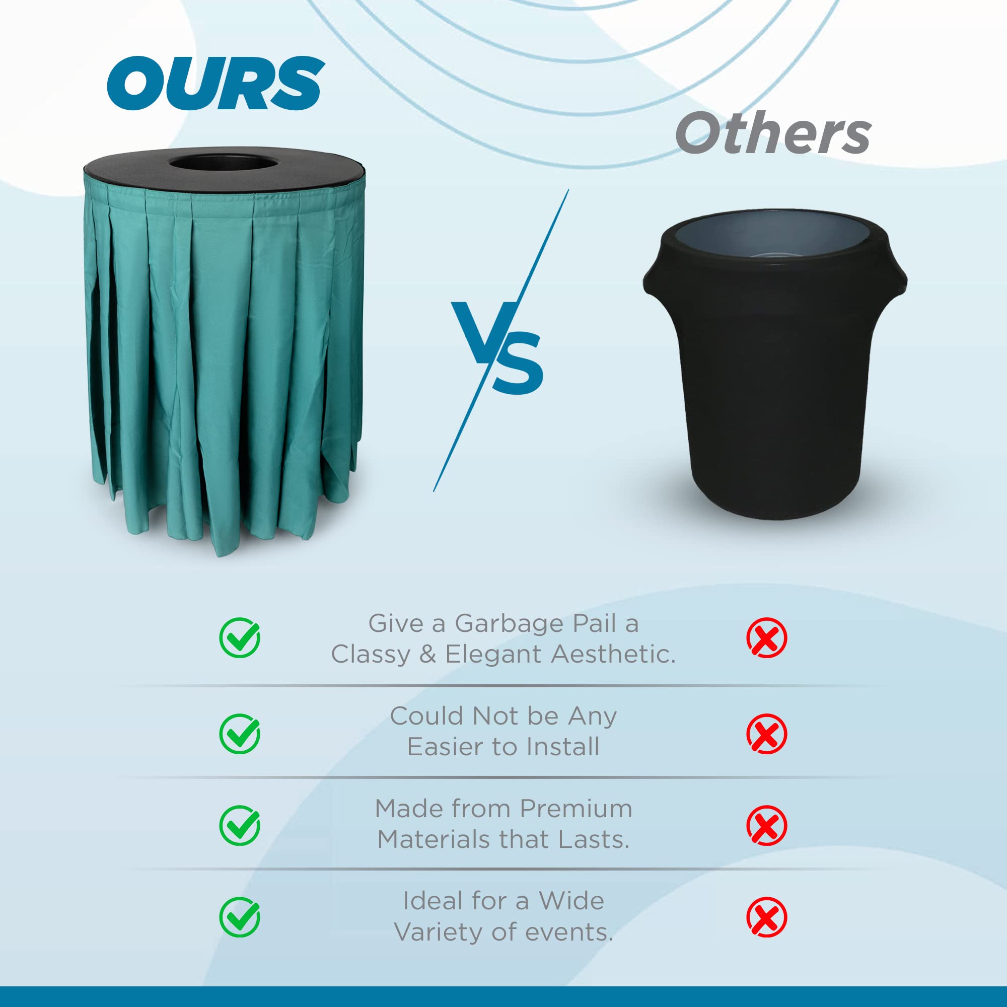 Amazon.com: Round Black Garbage Can Cover - Solid Pleated Skirt