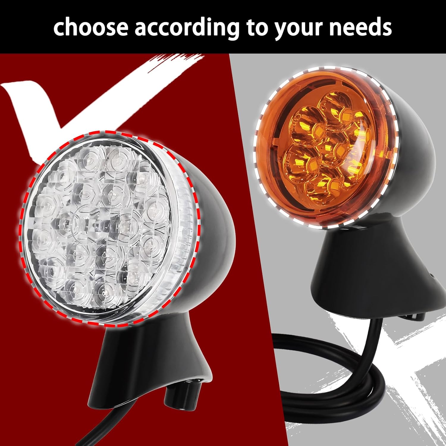 LED Front Turn Signal Lamp Kit,Running Light/directional indicator for Harley Davidson 2015-2024 Road Glide,Amber Light w/Clear Lens,Gloss Black Bullet-Style