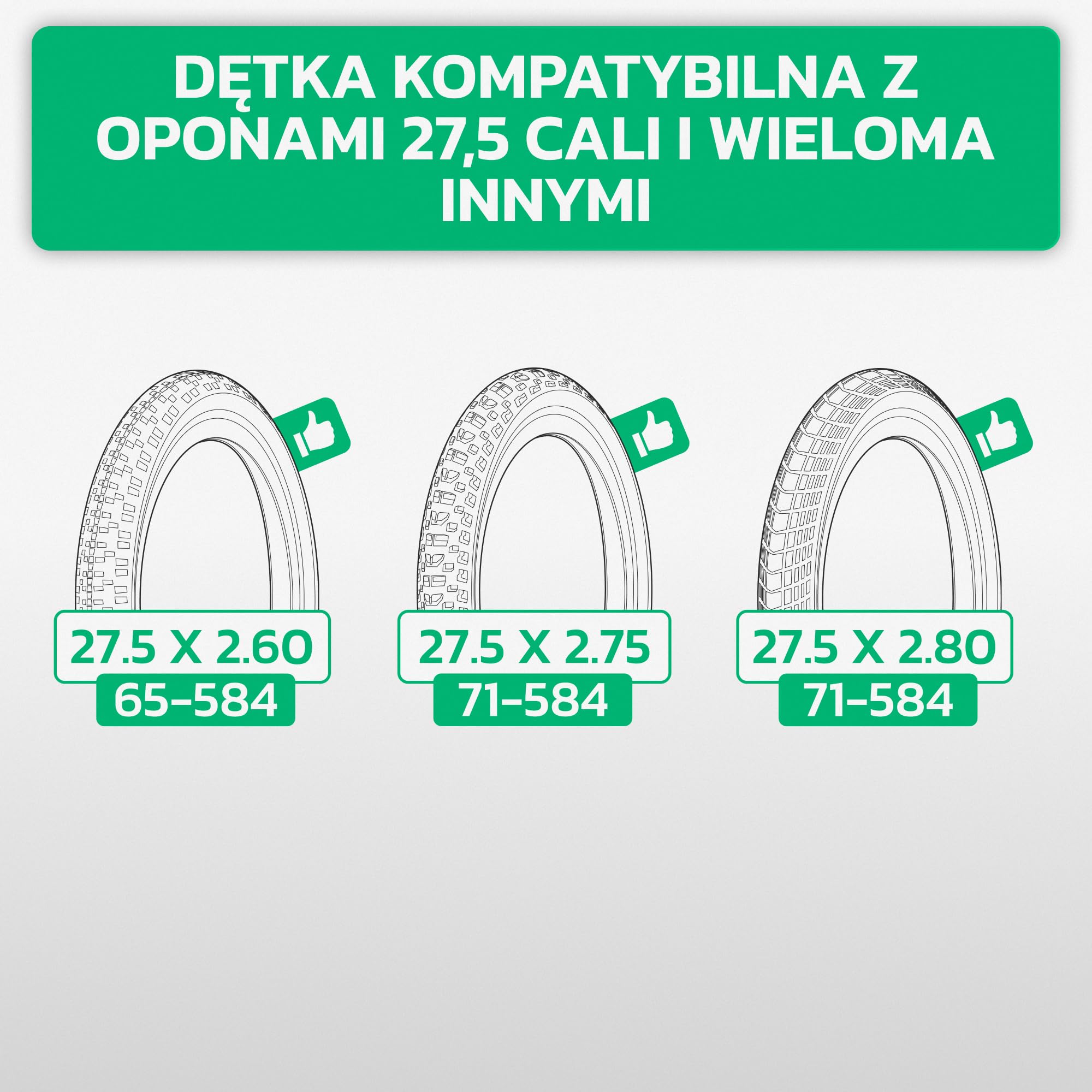 MoovMoov Dętka 27,5 cala - Do opon 27.5x2.60, 27.5x2.75, 27.5x2.80, 27.5x2.90 i 27.5x3.00 z ETRTO od 65-584 do 76-584 - Zestaw 2 szt. - Do roweru