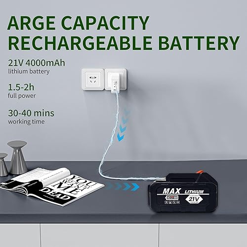 Miniatura 7 de Lavadora a presión inalámbrica, lavadora portátil de 1200 PSI con batería y cargador de 4 Ah, boquilla 6 en 1, manguera de 16.4 ft, lavadora de mano