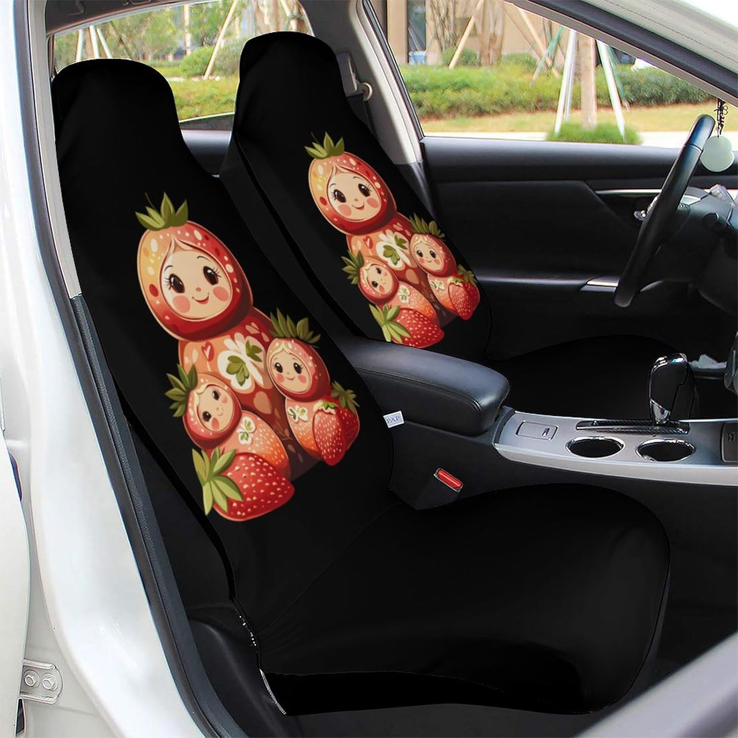 Matryoshka Russian Strawberry Nesting Doll Car Seat Covers Universal Car Front Seats Protector Auto Interior Accessories 2PCS