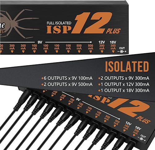 Miniatura 3 de Fuente de alimentación para pedal de guitarra, verdaderamente aislada 15 salidas de CC para pedal de efecto de 9V12V18V (ajustable de 9V a 18V)