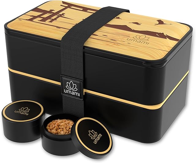 Umami Bento Lunch Box for Adults/Kids All-in-One, Meal Prep Lunch Box Food Containers for Men/Women, Bento Box Accessories Included, Cute, Microwave, Dishwasher & Freezer Safe