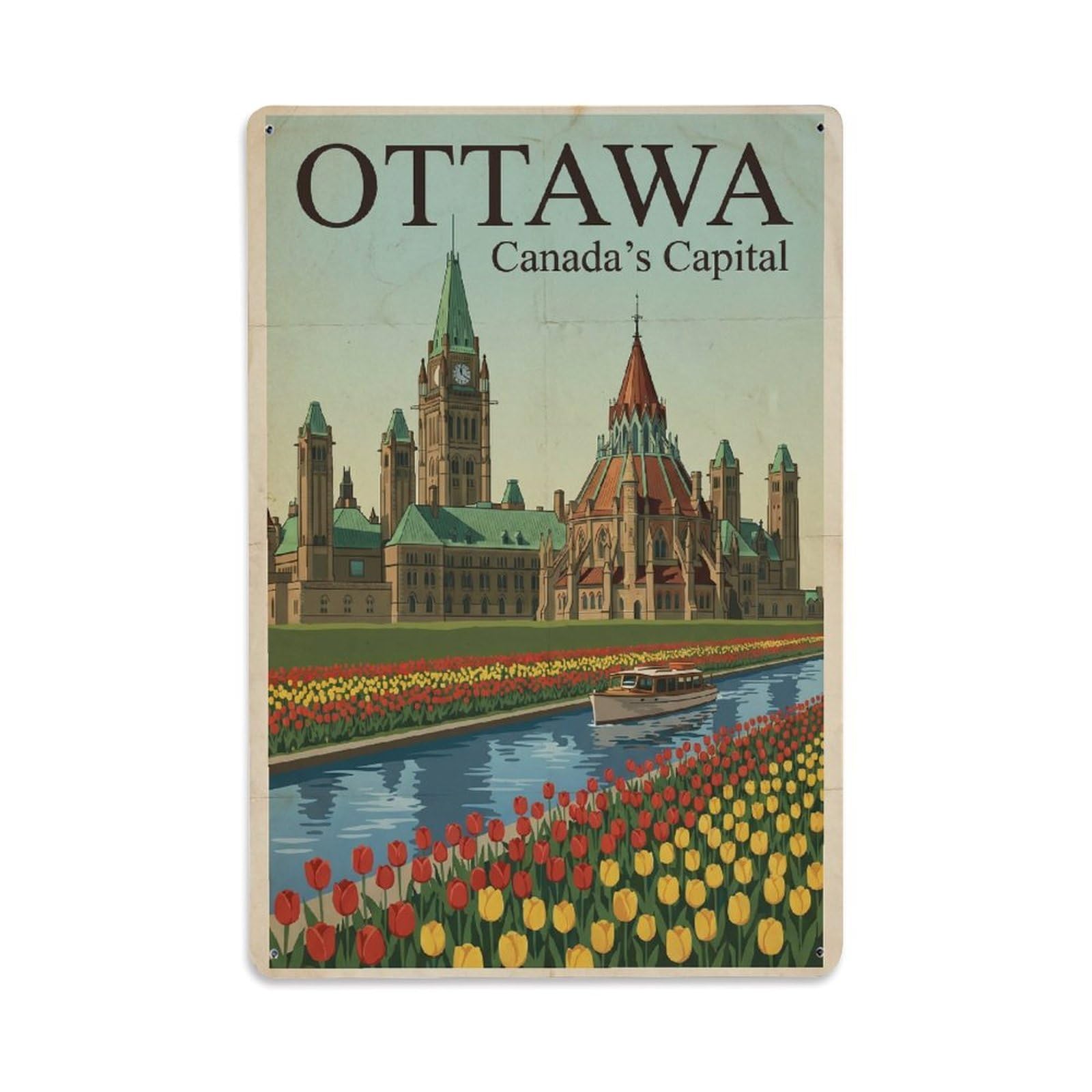 Gead 8X12inch Style Vintage Travel Canada Ottawa Metal Tin Sign