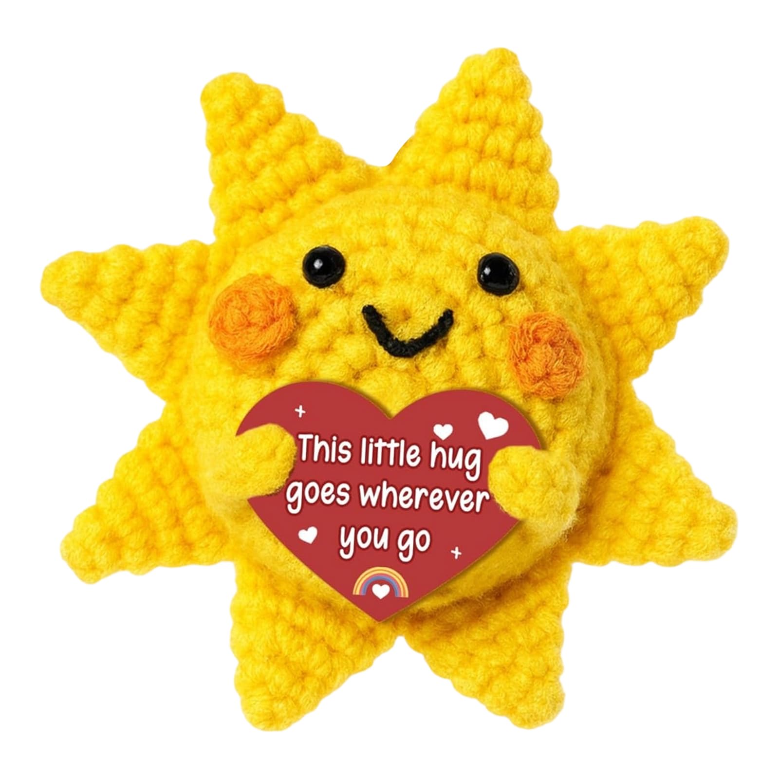 Pocket Hug Sun Emotional Support Bambola in lana fatta a mano all'uncinetto regali positivi per donne compleanno Natale