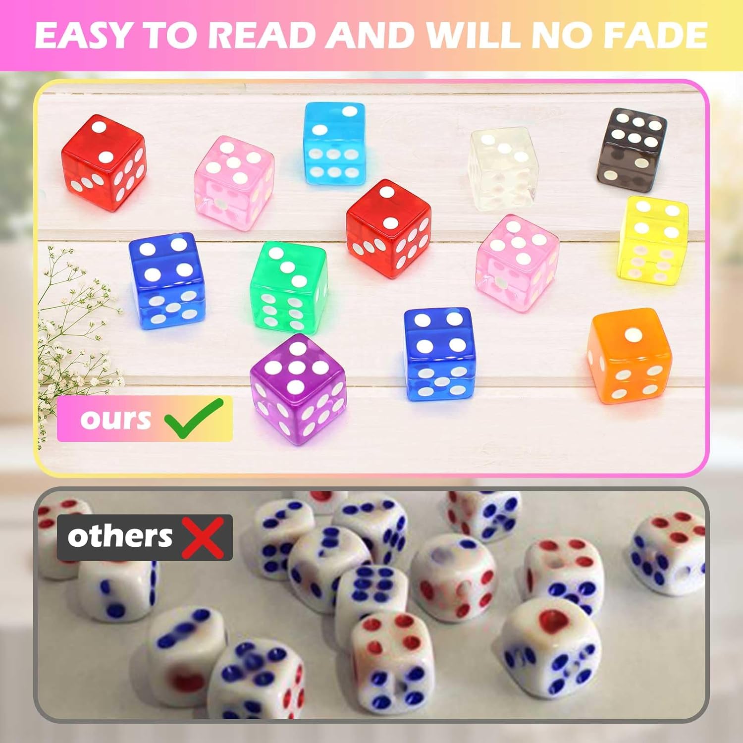 KAIHENG Lot De 20 Dés Vierges En Acrylique Avec Surface Lisse à Six Faces Et Coins