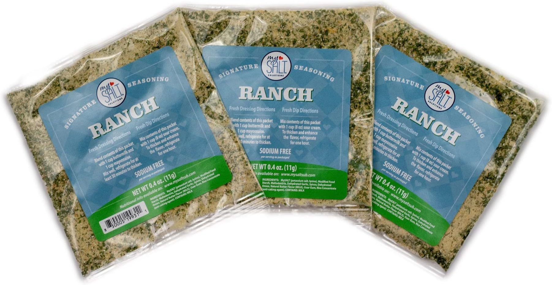 My Salt Ranch Restaurant Style Sodium Free Salad Dressing & Spice Mix (Pack of 3)