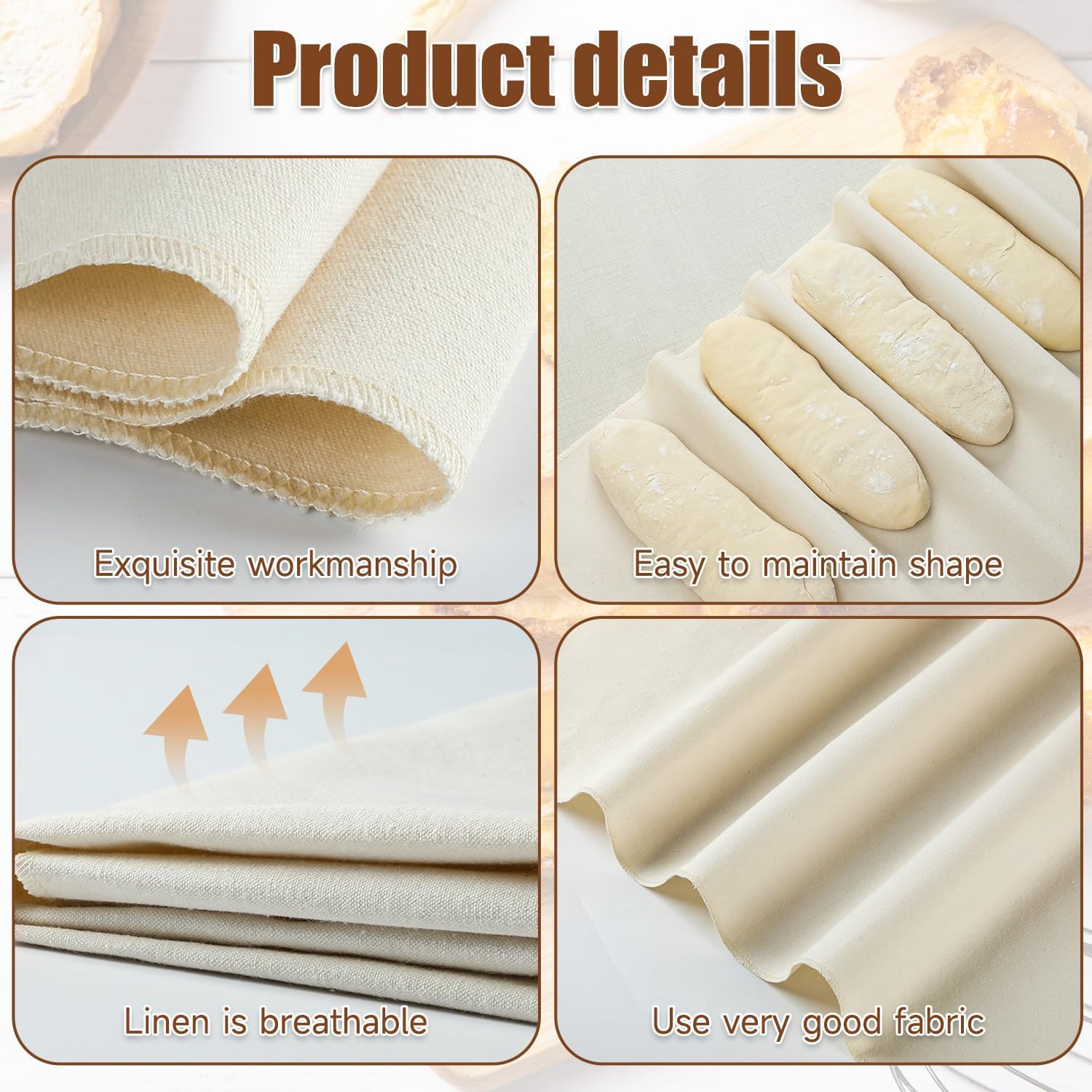 1 Pcs Thickened Bread Proofing Cloth for Baking Sourdough,28x28inch Bread Basket Flour Sack Towels for Dough, Baguettes, Loaves, Pastry, Homemade Bread - Image 4