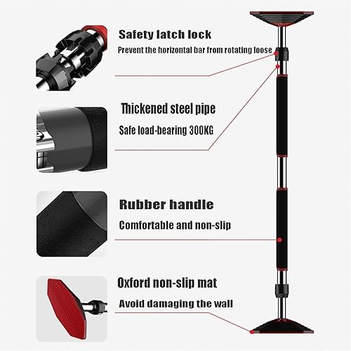 Miniatura 3 de Barras de dominadas horizontales portátiles sin barra de barbilla de tornillo, corredor de puerta, barra de fitness para el hogar con bloqueo de