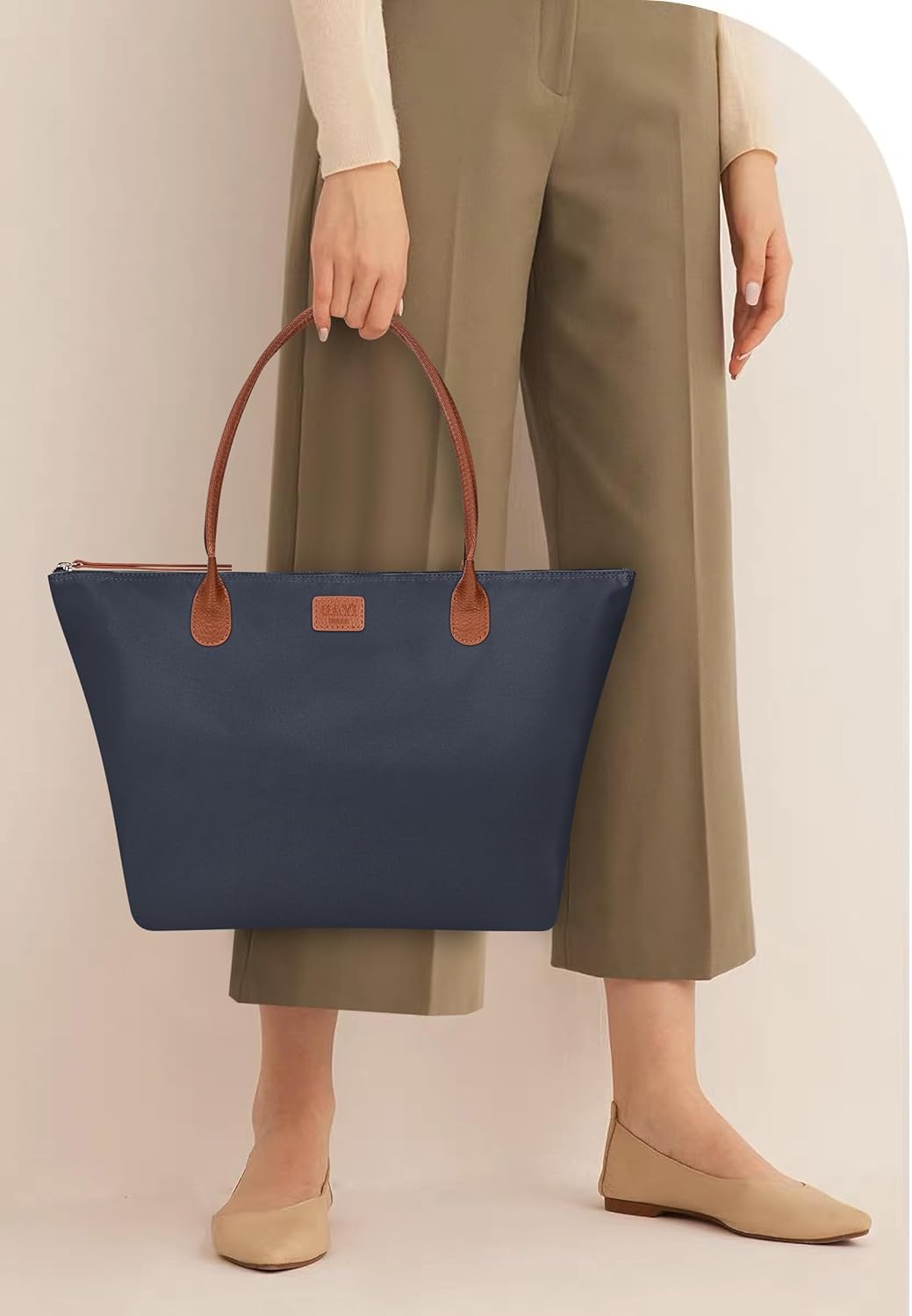 Nylon Tote Bag for Women, Large Foldable Weekend Hobo Purses for Women, Shoulder Tote Handbags with Zipper | Nylon, Large, Foldable, Weekend, Tote, with Zipper - Image 2