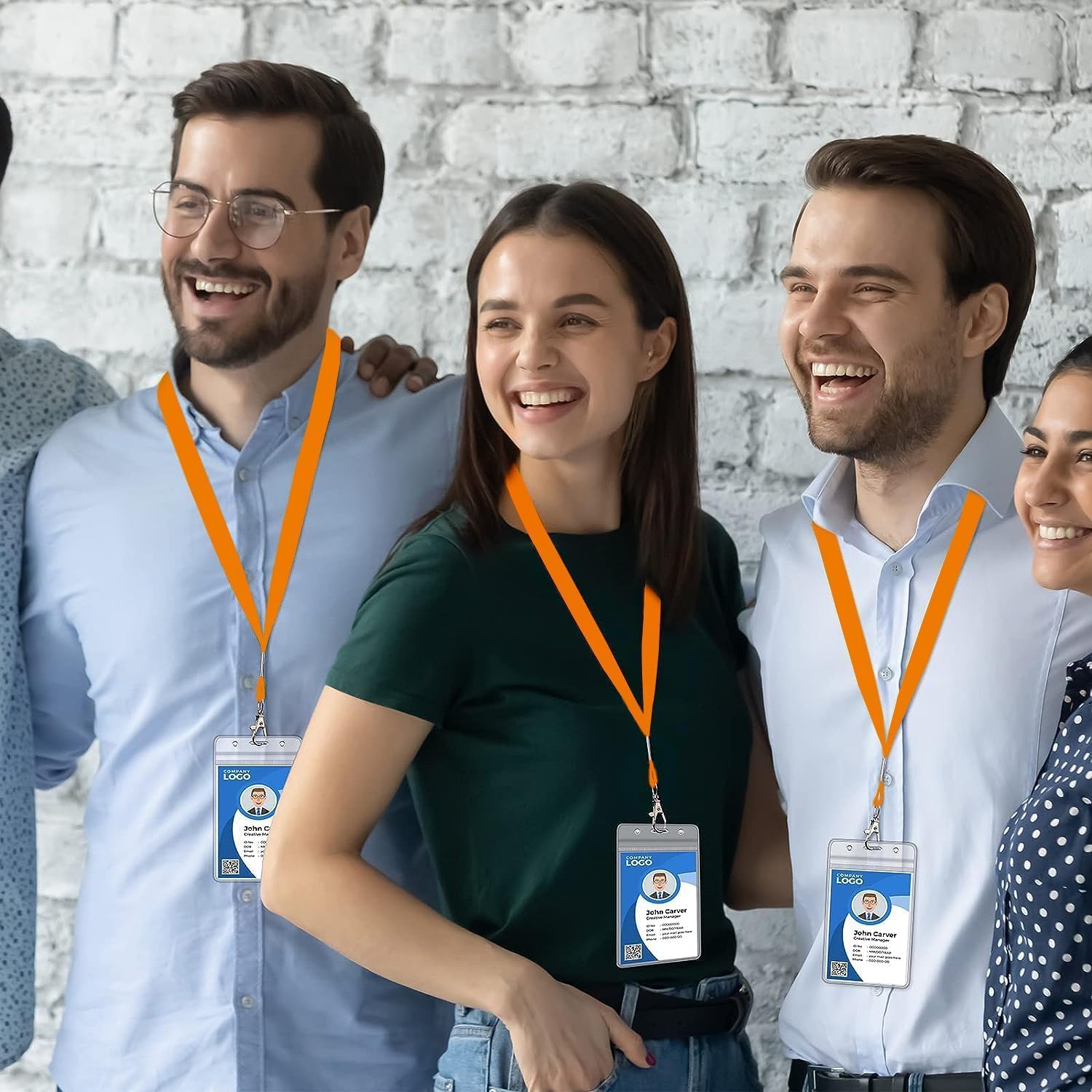 Lot de 100 Lanières Orange pour tour de Cou, Cordons pour Badge D'identité, Cordons avec Crochet Pivotant en Métal pour Porte-Carte D'identité