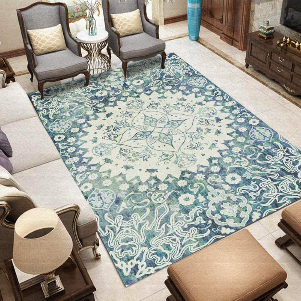 Tapis antidérapant pour le salon avec impression traditionnelle délicate