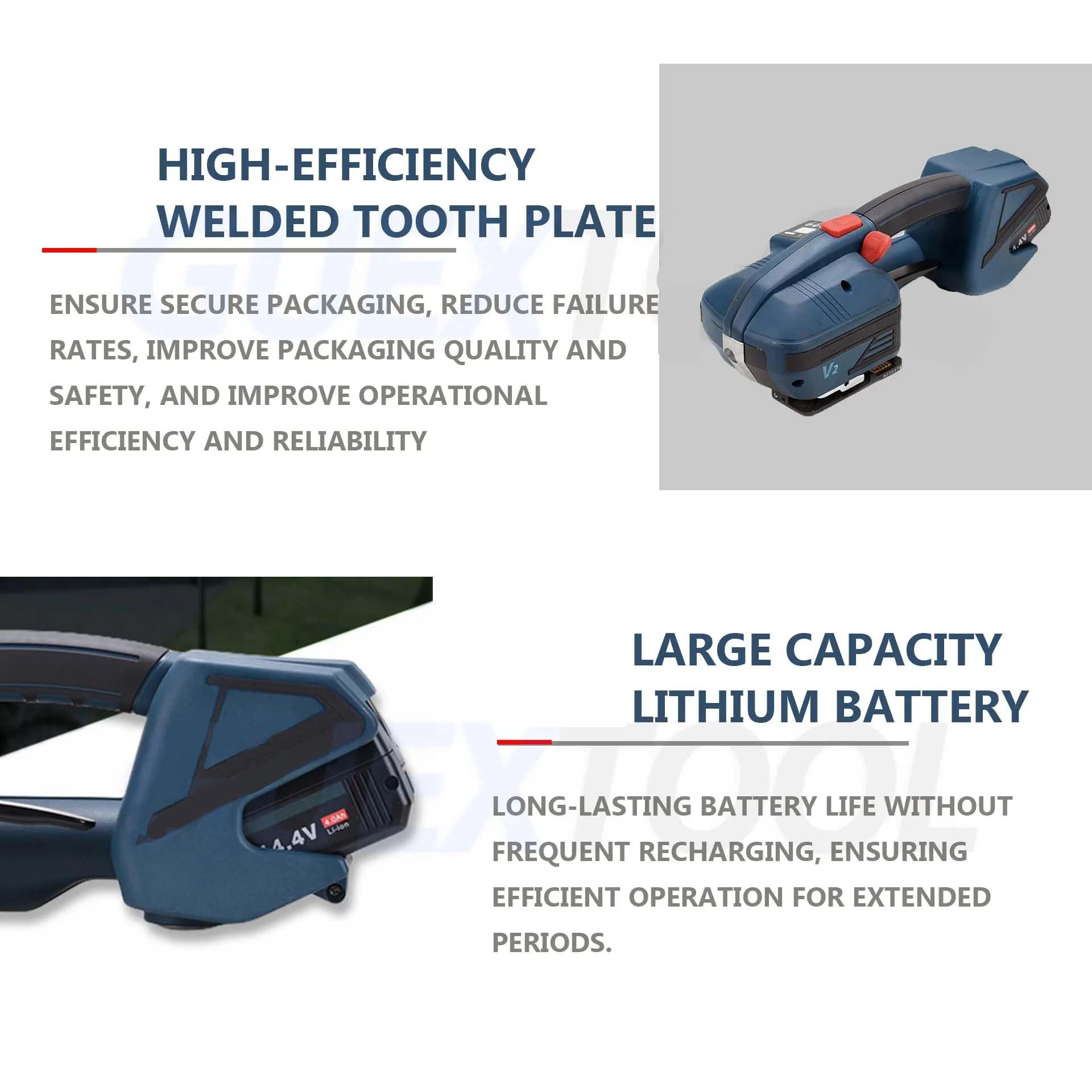 Reggiatrice, strumento di tensionamento automatico, strumento professionale con piastra dentata saldata, funzionamento con un clic, motore CC a grande tensione, display LCD, manico antiscivolo, per