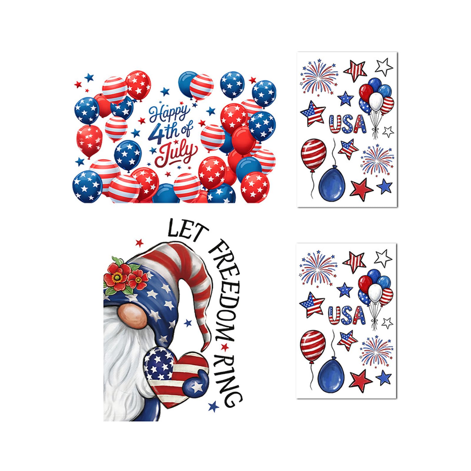 PANGBOER 10Pcs Patriotic Statics Window Decal Easy to Apply and Remove Statics Cling Film Perfect for Glass Door and Glasses Multiple Size Window Sticker Set