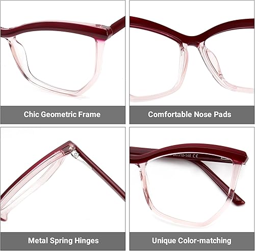 Miniatura 10 de Zeelool Elegante marco de anteojos geométricos de gran tamaño con lente transparente sin receta para mujeres y hombres Tonka ZJGT945534