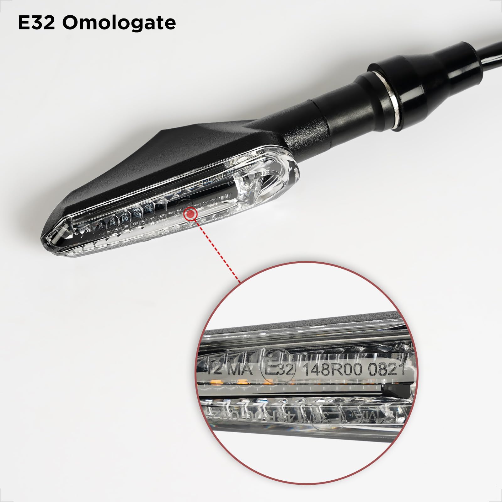 evermotor Frecce Moto LED Sequenziali E32 Omologate, Universali 12V Indicatori di Direzione Moto, Frecce Omologate Impermeabili, Alta Luminosità, Ambra e Rosso, 2 Pezzi