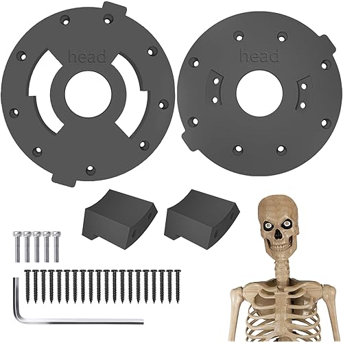 12 Ft Black Giant-Sized Skeleton Head Bracket Kit, Include Neck Male & Female Sides, W/20 Pcs Black Screws & 5 Pcs White Screws & 1 Pc Hex Wrench, Fit for Home Depot Skeleton/Skelly, Used at Halloween