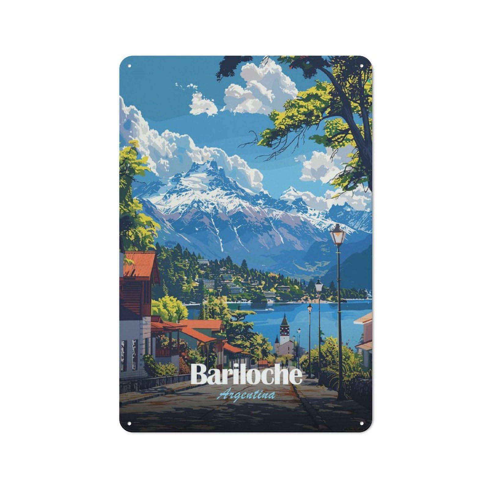 Junmoney Style-19 Bariloche, Argentina Landscape Rustic Printed Metal Sign 30X20cm For Bar Or Restaurant, For Bar Decor Enthusiasts