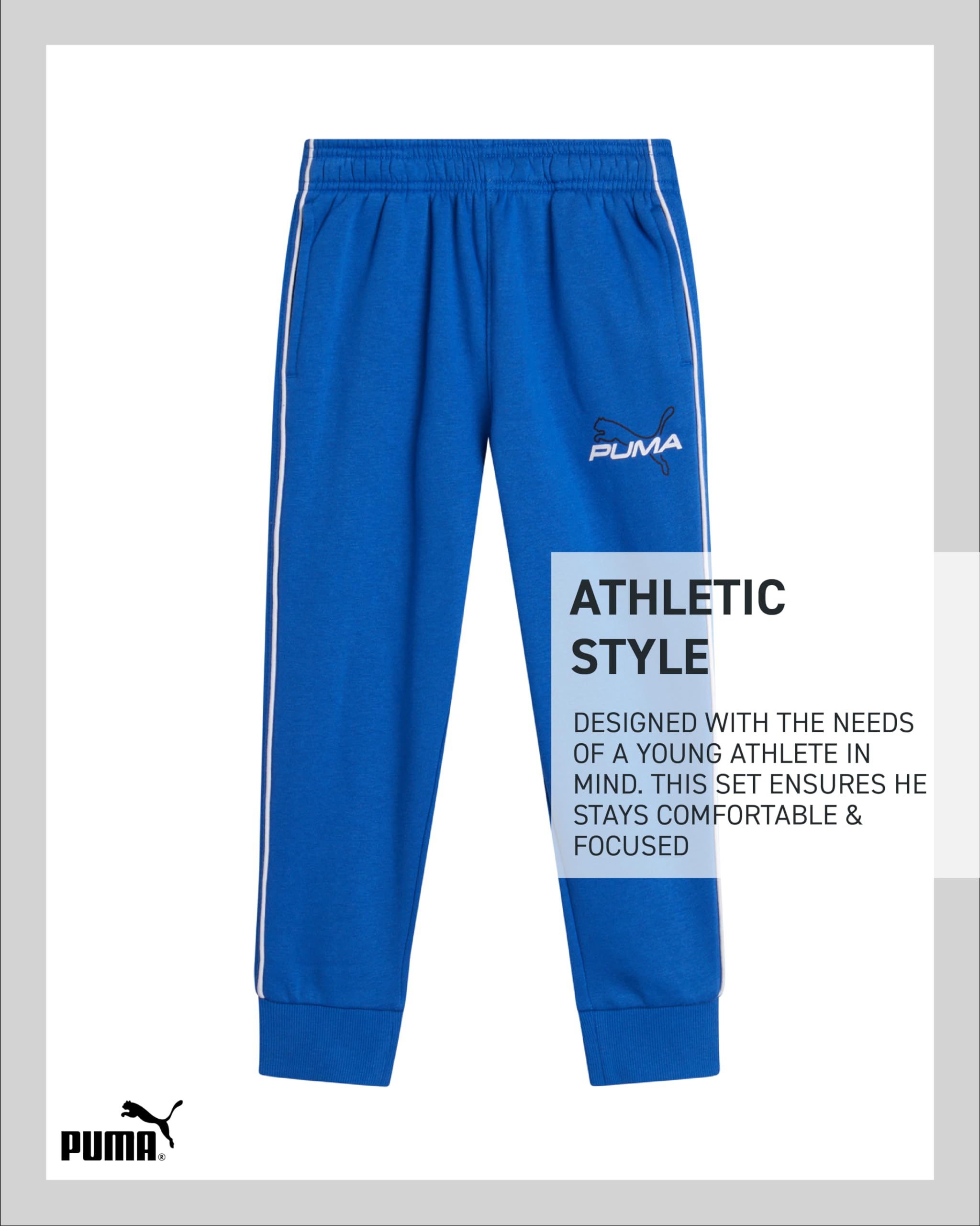 PUMA Set di pantaloni da bambino, 2 pezzi, con felpa con cappuccio e pantaloni da jogging, in morbido pile, per taglie da bambino