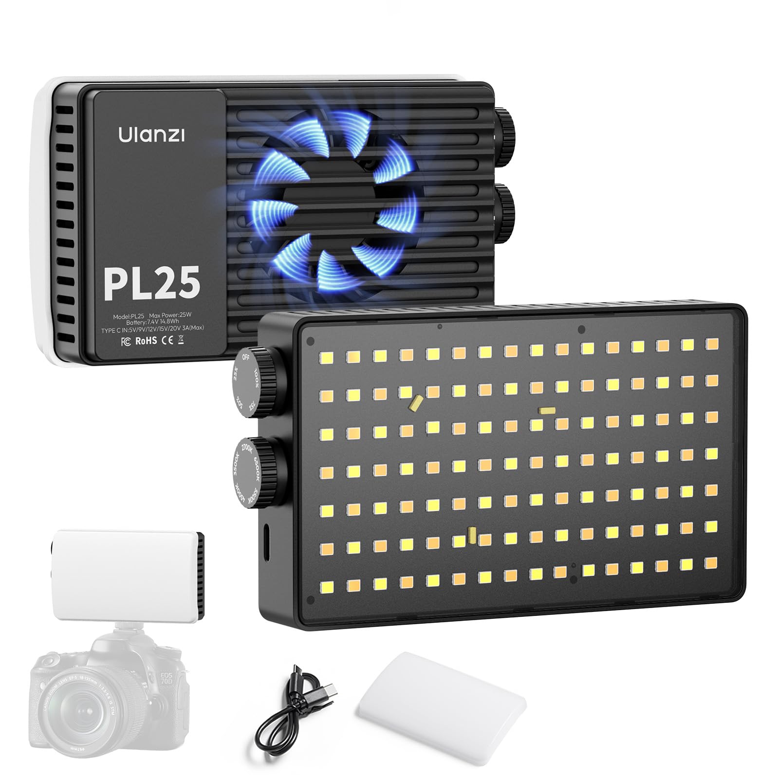カメラ撮影用 Amazon.co.jp: ULANZI PL25 ビデオライト 25W LED カメラライト ミニ