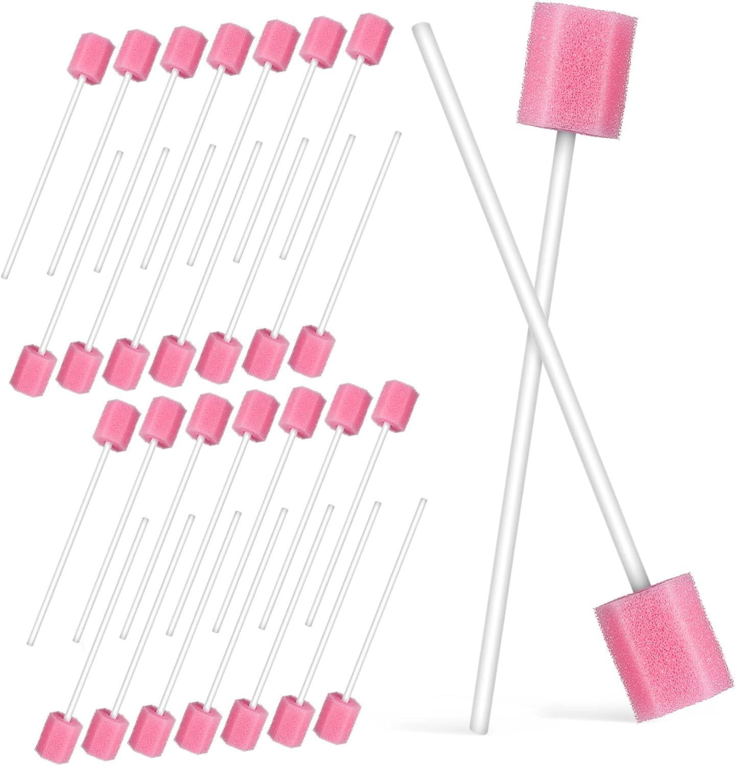 Outanaya 150pcs Hexagon Pink Disposable Cotton Swabs Hygiene Micro Swabs for Adults Boys and Girls Oral Care Sponge Handle Dental Cleaning