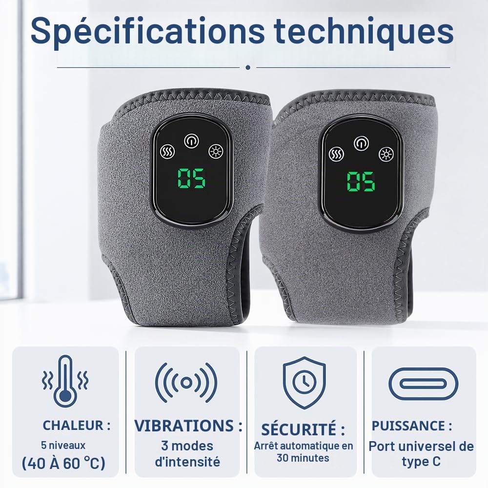 2Pcs 3 en 1 Masseur de Pieds Électrique, Portable Masseur de Cheville avec Sans Fil, 3 Modes Vibration et 5 Niveaux de Chauffageé, Massage Pieds pour Douleur et Circulatio, pour Maman, Papa