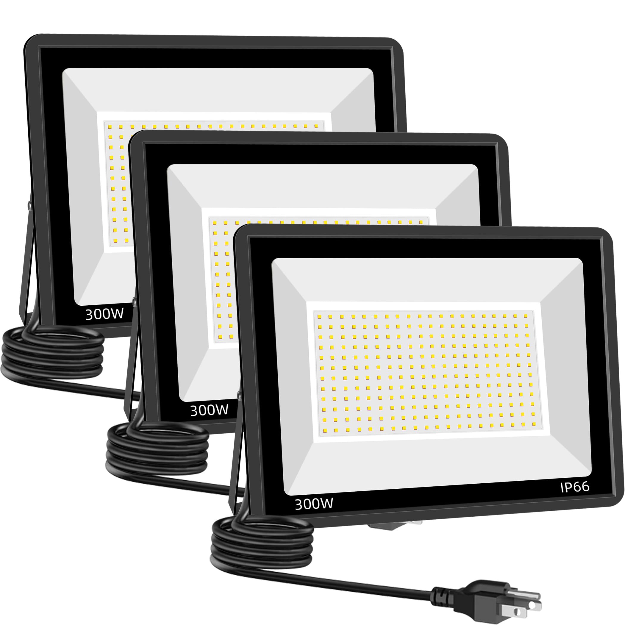 Photo 1 of Sunkkes 3 Pack 300W Warm White Flood Lights Outdoor, 36000LM Super Bright Flood Light, Exterior Security Light, IP66 Waterproof Floodlight for Yard,Court, Garden, Workshop,Billboard