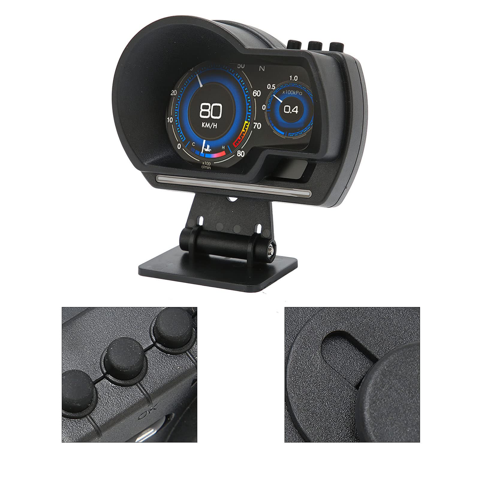 HUD Para Tablero De Automóvil, Modo Dual OBD2 Indicador HUD + GPS Universal Velocímetro 3 Pantalla LCD Medidor De Velocidad Digital Multifunción, Alarma De Velocidad RPM Voltaje Presión De Temperatura