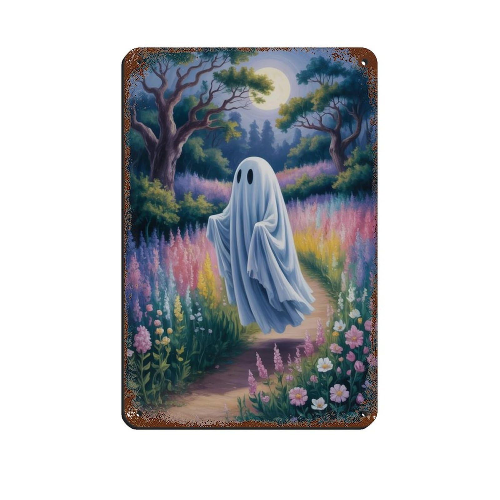 Ghost Is Dancing in The Forest, Dark Academia Tin Sign Vintage Metal Pub Club Cafe Bar Home Wall Art Decoration Poster Retro 8x12inch(20x30cm)