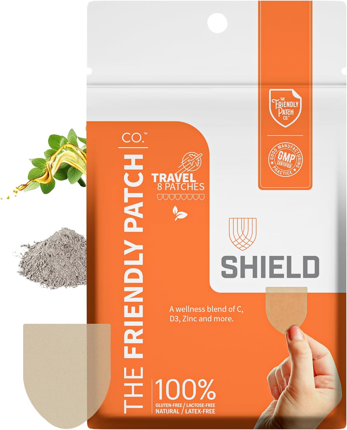 The Friendly Patch Shield Patch - D3, C & Zinc Patches - Wellness Patches Travel 8 Pack WERCSmart Certified to Ensure Formulation Ingredients and Consumer Safety Compliance