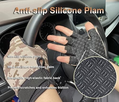 Miniatura 4 de SUJAYU Guantes sin dedos, guantes de bicicleta, guantes tácticos, guantes de airsoft, guantes de entrenamiento, guantes de pesca, guantes de