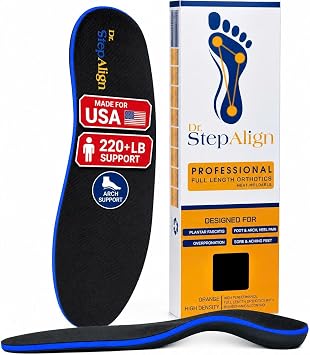 Dr. StepAlign Orthotic Inserts for Men & Women, Full Length, Arch Support & Pain Relief for Plantar Fasciitis, Flat Feet, High Arches, Heel Spurs, Shoe Insoles for Walking M 10-10.5 / W 12-12.5
