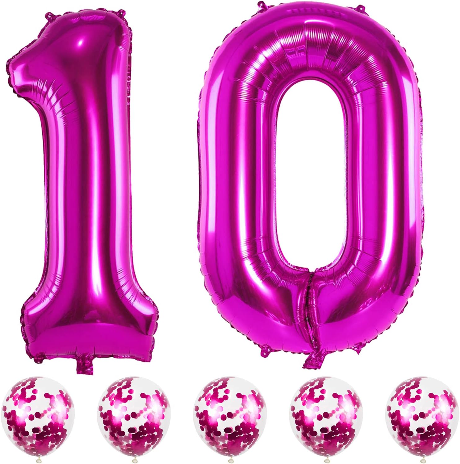 10th Birthday Balloons for Girls, 40 Inch Hot Pink Foil