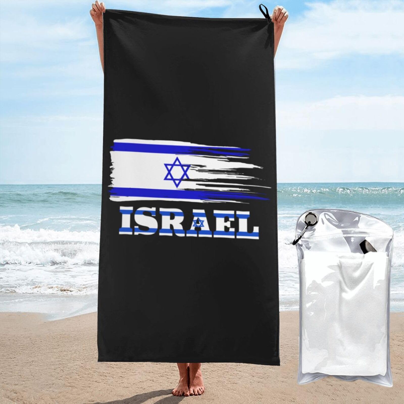 Toalla de playa de la bandera de Israel de 70x140cm, toalla de baño de alta resistencia