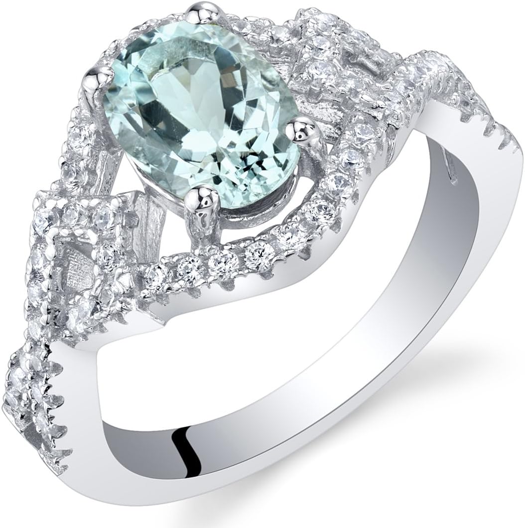 PEORA 925 Sterling Silver Lace Ring for Women Various Gemstones Oval Shape Sizes 5 to 9