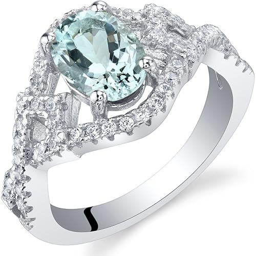 Peora 925 Sterling Silver Lace Ring for Women Various Gemstones Oval Shape Sizes 5 to 9