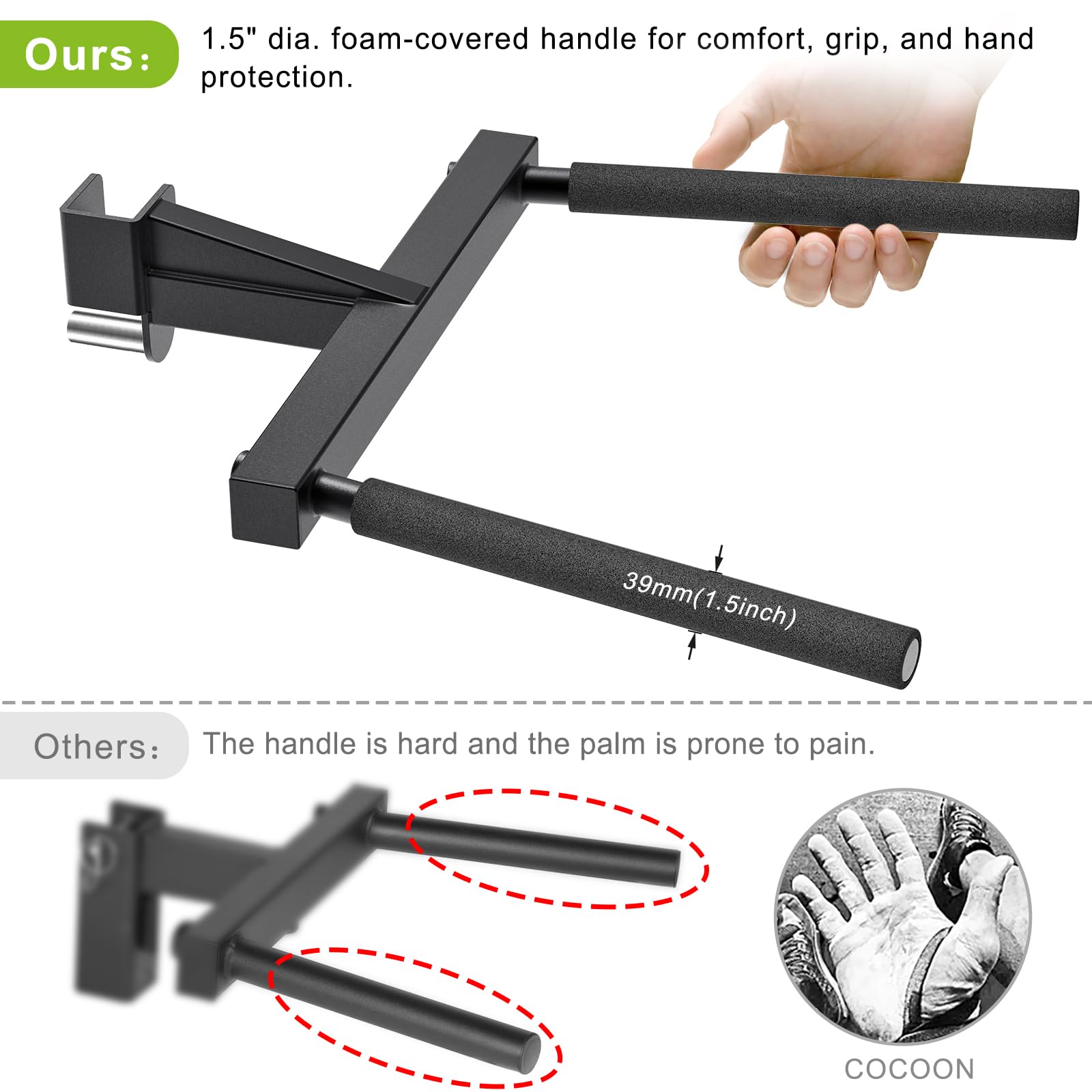 AINAFIX Ganci a J per Power Rack da 5,1 x 5,1 cm con foro da 2,5 cm o 5/8, gancio a J in gomma per gabbia di potenza, coppe a J inferiori