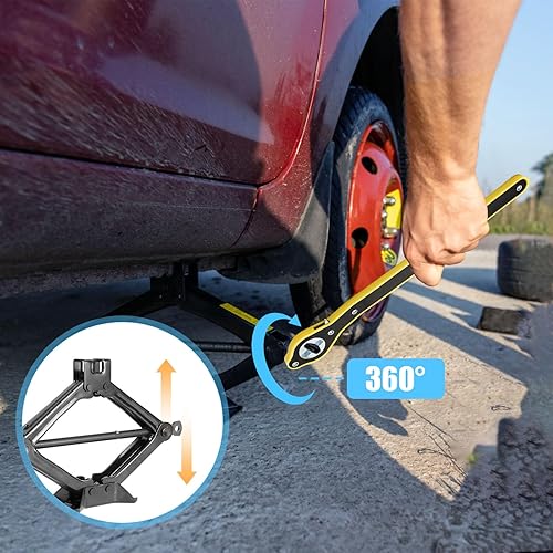 Miniatura 6 de Windspeed Llave de gato de coche Herramienta de trinquete Llave de tijera Llave de trinquete para ahorrar mano de obra Adaptador de mango