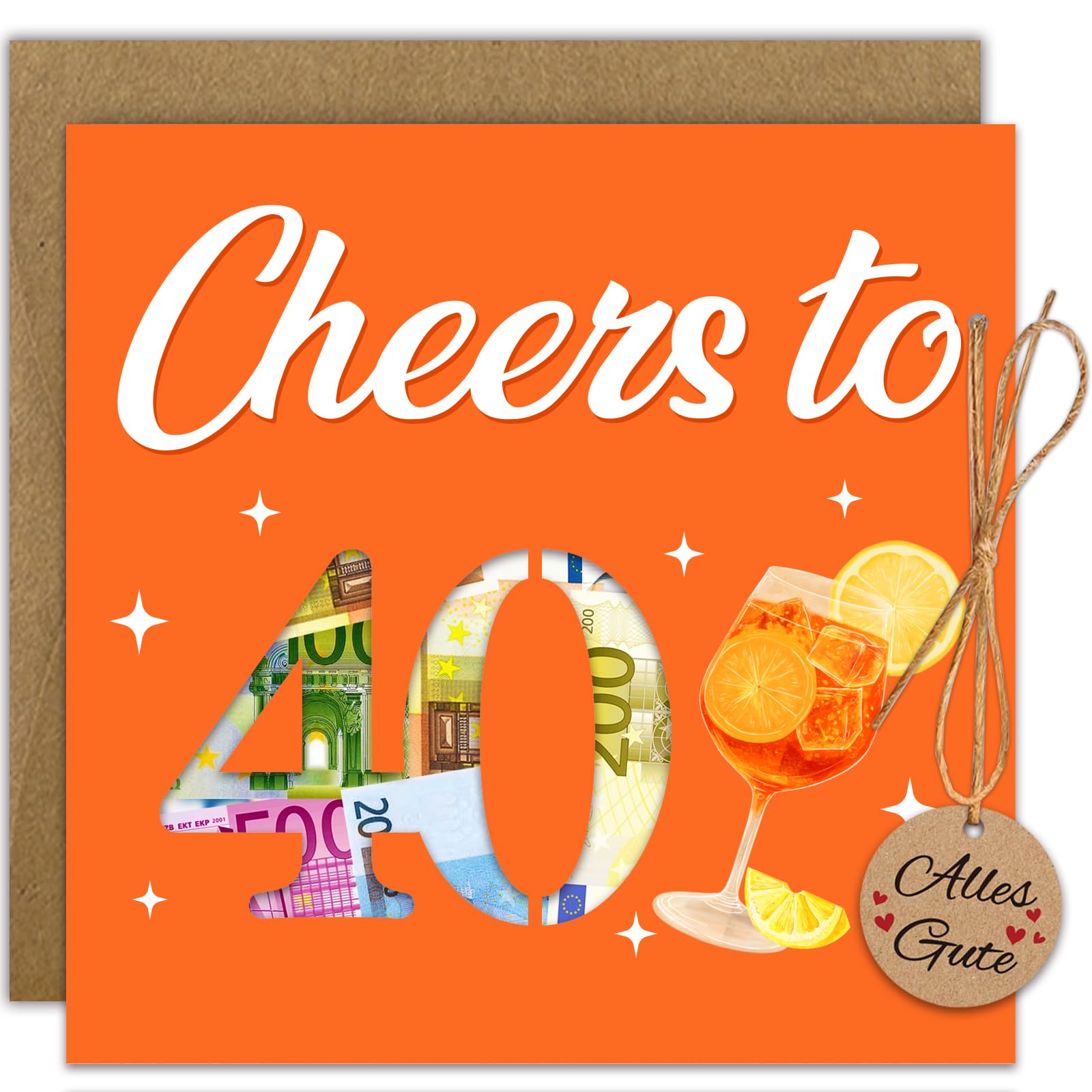 WenmthG Geldgeschenke Geburtstag 40 mit Umschlag, Karte 40 Geburtstag Frau - Lustig Geschenke zum 40 Geburtstag Frau - Cheers to 40 Holy Aperoli - Personalisierung Geburtstagsgeschenk 40 Jahre