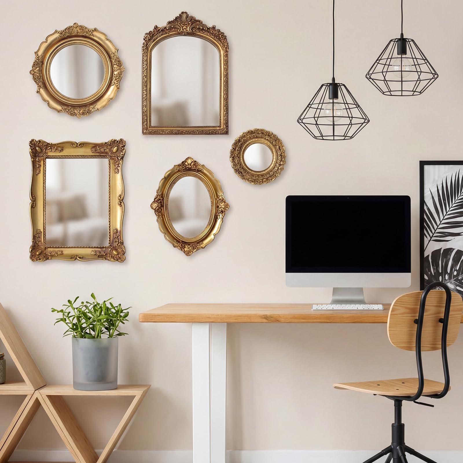 Amazon.com: BrightRow 5 Pcs Vintage Gold Mirror Luxury Set Small