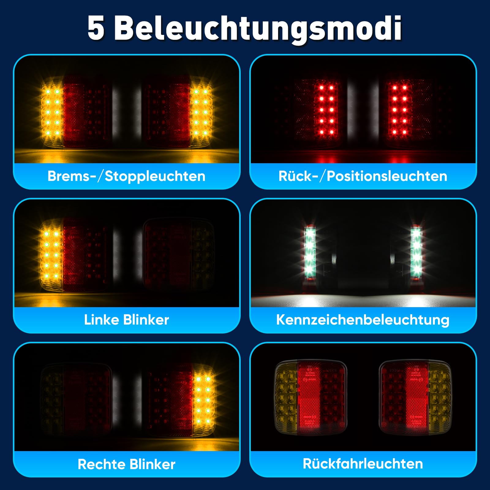 BlumWay Magnetische kabellose Anhängerleuchten, verbessertes 2,4-GHz-Sender mit 2000mAh-Akku, Beleuchtungsset für Lkw, Boot, Wohnmobil, Fahrzeuge, Wohnwagen, Übertragungsreichweite bis zu 30 Meter