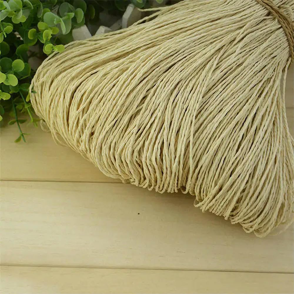 VIXDA 600 Meter 500g Natural Raffia Straw Yarn For Hand Knit Crochet Yarn Summer Hat Handbag Baskets Knitting Craft