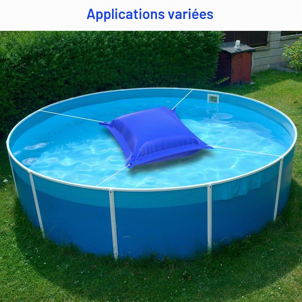 Lot de 2 Coussins d'air de Piscine d'hiver, 120 x 120 cm Coussin Piscine Hivernage avec Corde de Connexion, Facile à Utiliser, pour Piscine Hors Sol