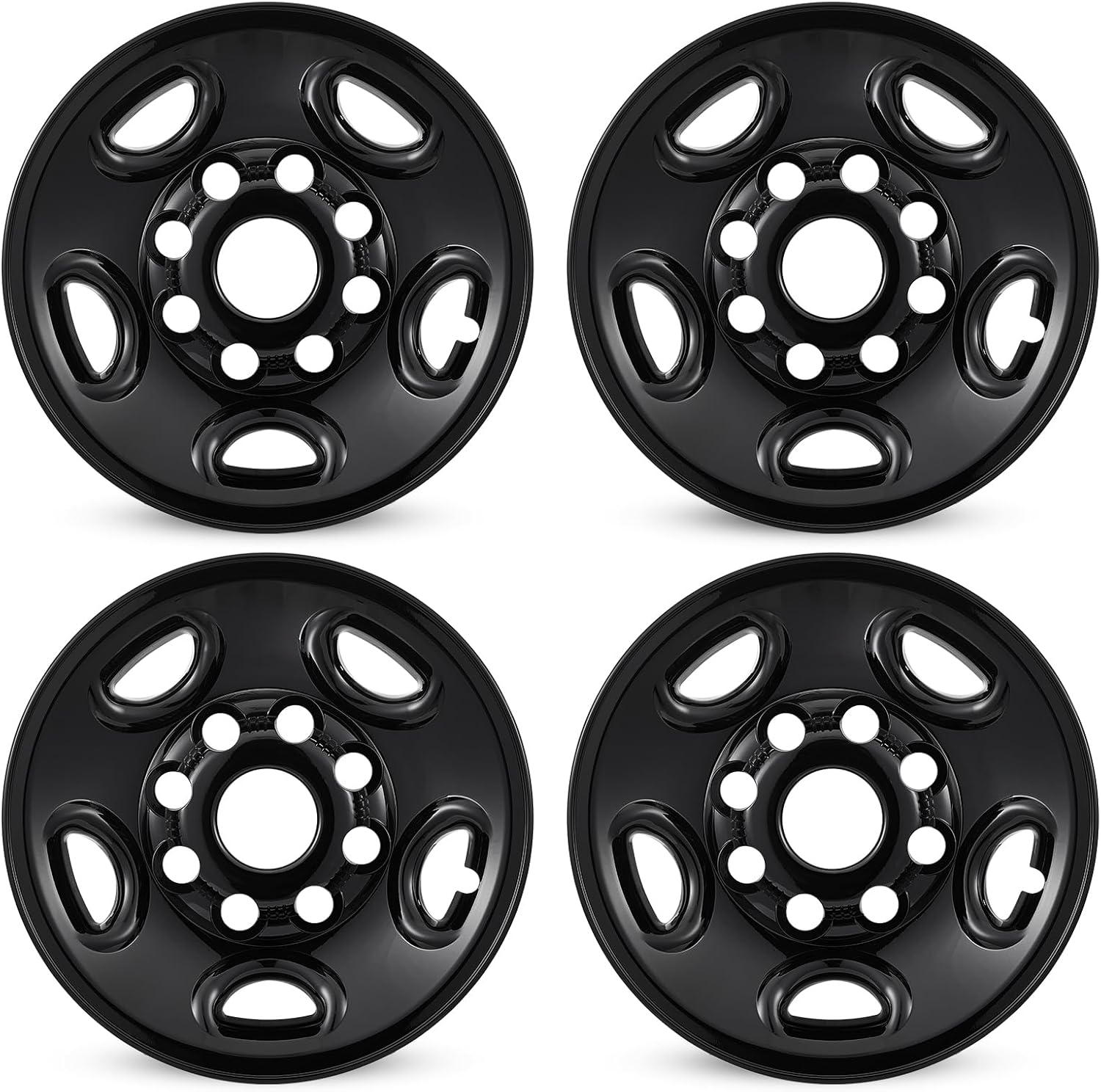 16inch Wheel Skins for 2003-2014 Chevy Express/Savana G1500 G2500 G3500 H1500, 2015-2026 Express/Savana 2500 3500 Glossy Black Wheel Skin Covers Sets of 4, Snap-on Wheel Skin Replacement Set