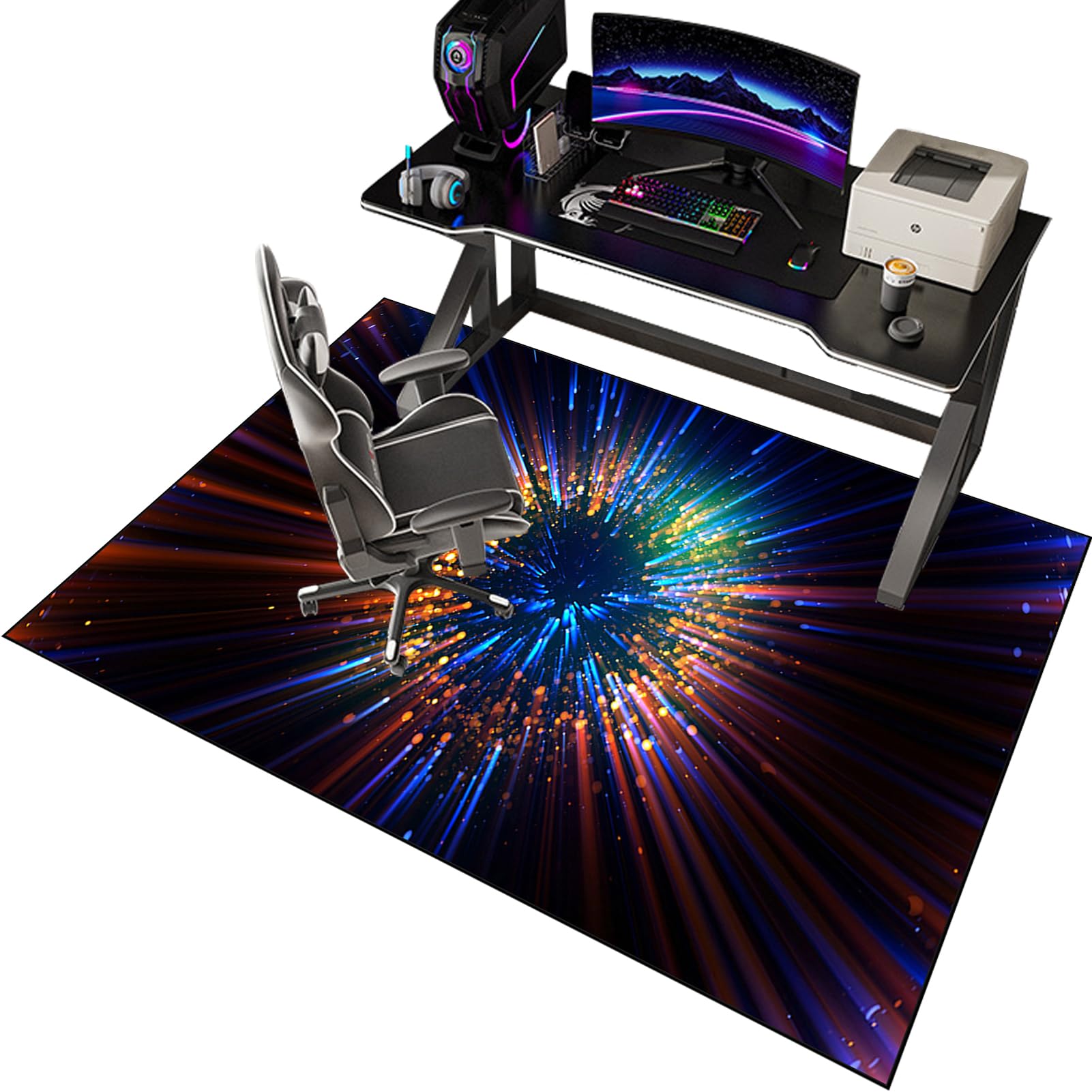 EYKWKB Gaming Chair Mat for Hardwood Floor, Carpet Protection Mat, Anti-Slip Floor Protector, Desk Chair Mat for Carpeted Floors, Computer Chair Mat for Gaming Room Home Office Décor 90 x 140 cm — image 1